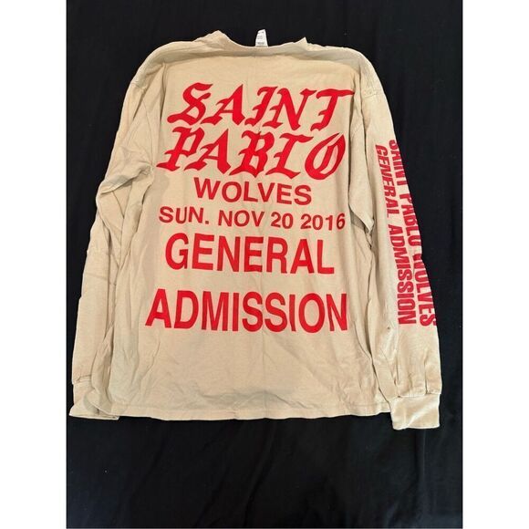XL SAINT PABLO WOLVES TOUR KANYE WEST TEE TAN AND RED - Picture 1 of 3